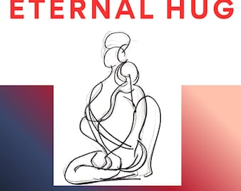 Grafika liniowa „Eternal Hug” | Minimalistyczna ilustracja pary (pobranie cyfrowe)