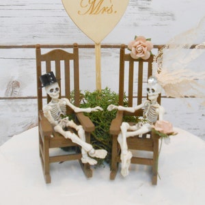 Halloween Wedding Cake Topper | Bride & Groom Skeletons | Victorian Gothic Cake Topper | Skeleton Wedding Cake Topper | Til Death Do Us Part