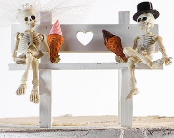 Personalized Skeleton Cake Topper | Summer Weddings | Bench Ice Cream Date