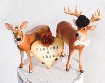 Deer Wedding Cake Topper | Mr & Mrs Animal Cake Topper | Rustic Woodland Wildlife Wedding | Country Wedding | Woodland Forest Nature