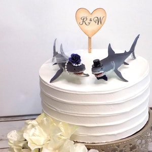 Great White Shark Wedding Cake Topper | Summer Beach Weddings | Ocean Marine Life Sea Animal Cake Topper | Tropical Destination Wedding