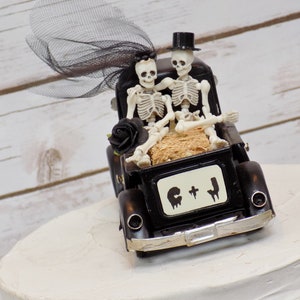 Skeleton Wedding Cake Topper | Halloween Wedding Decor | Bride & Groom Skeletons | Gothic Cake Topper | Until Death Do Us Part