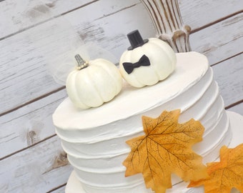 Off-White Ghost Pumpkin Wedding Cake Topper | Fall Cake Topper | Mr & Mrs Pumpkins | Rustic Ivory Pumpkins | Barn Weddings | Harvest Wedding