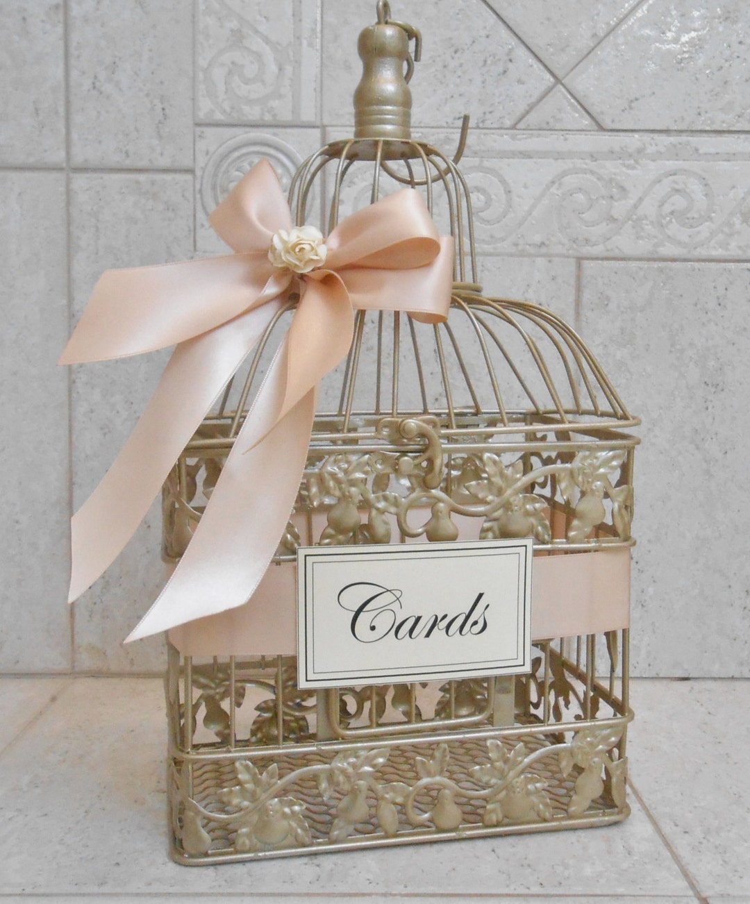Champagne Gold and Blush Wedding Card Box | Wedding Card Holder ...