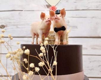 Pig Farm Wedding Cake Topper | Country Farmhouse Wedding Decor | Funny Animal Cake Topper | Rustic Fall Barn Weddings | Custom Cake Topper