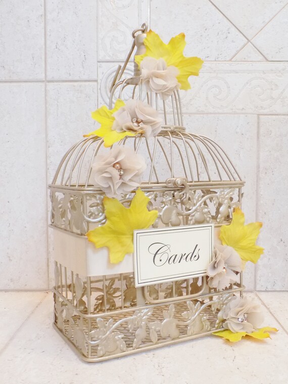 Fall Leaves Wedding Card Box Birdcage Card Holder Etsy