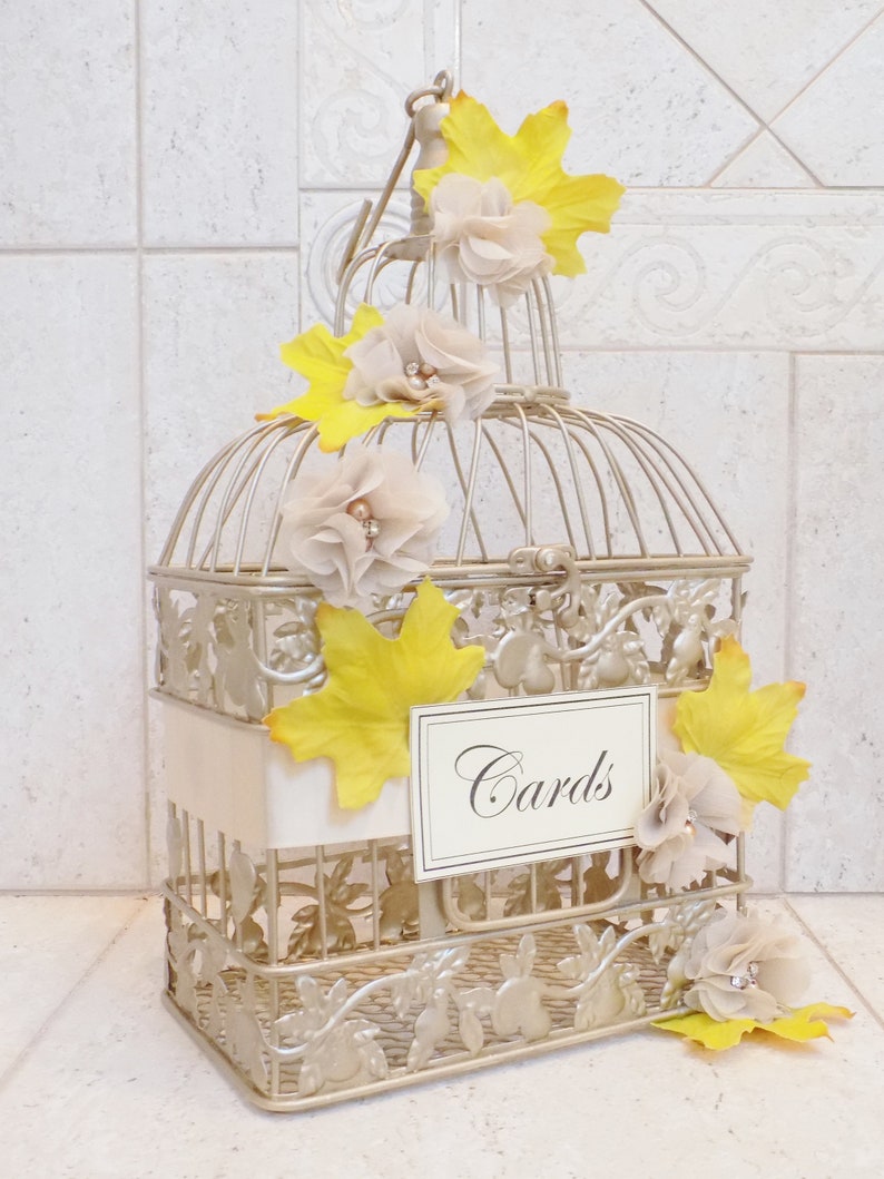 Fall Leaves Wedding Card Box Birdcage Card Holder Etsy
