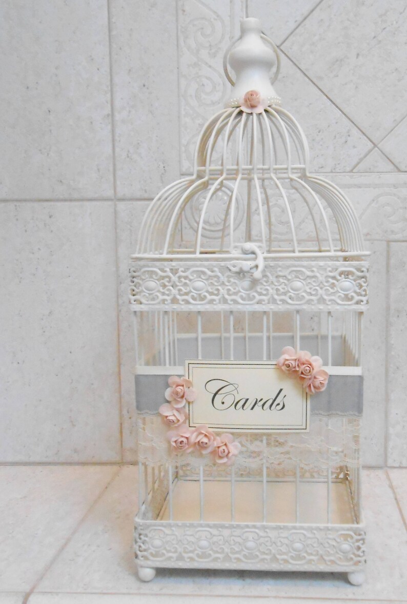 Cream Wedding Birdcage Card Holder Wedding Card Box Gray Etsy