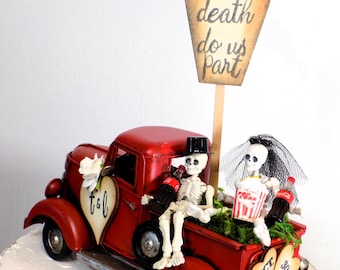 Skeleton Cake Topper Truck | Drive-In Movie Lovers | Halloween Wedding Decor