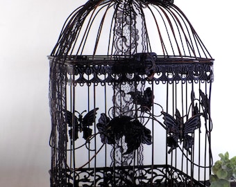 Decorative Birdcage | Gothic Home Decor | Victorian Style Black and Copper Birdcage | Romantic Bedroom Decor | Dark Academia