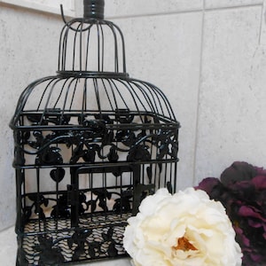 Small Black Wedding Birdcage Card Holder | Black Birdcage | Black Wedding Decor | Gothic Wedding | DIY Wedding Birdcage