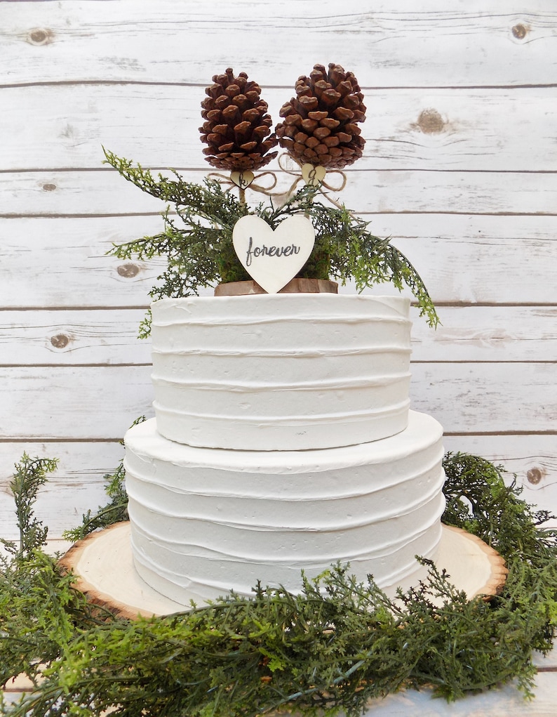 Rustic Woodland Pine Cone Cake Topper Winter Wedding Cake Etsy