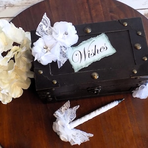Wedding Wishes Keepsake Box and Pen | Advice and Wishes Wood Box | Wedding Decor | Guest Book Alternative