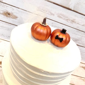 Fall Wedding Pumpkin Cake Topper Bride & Groom Pumpkins Miniature Pumpkin Wedding Cake Topper Autumn Wedding Decor Copper Pumpkins image 3