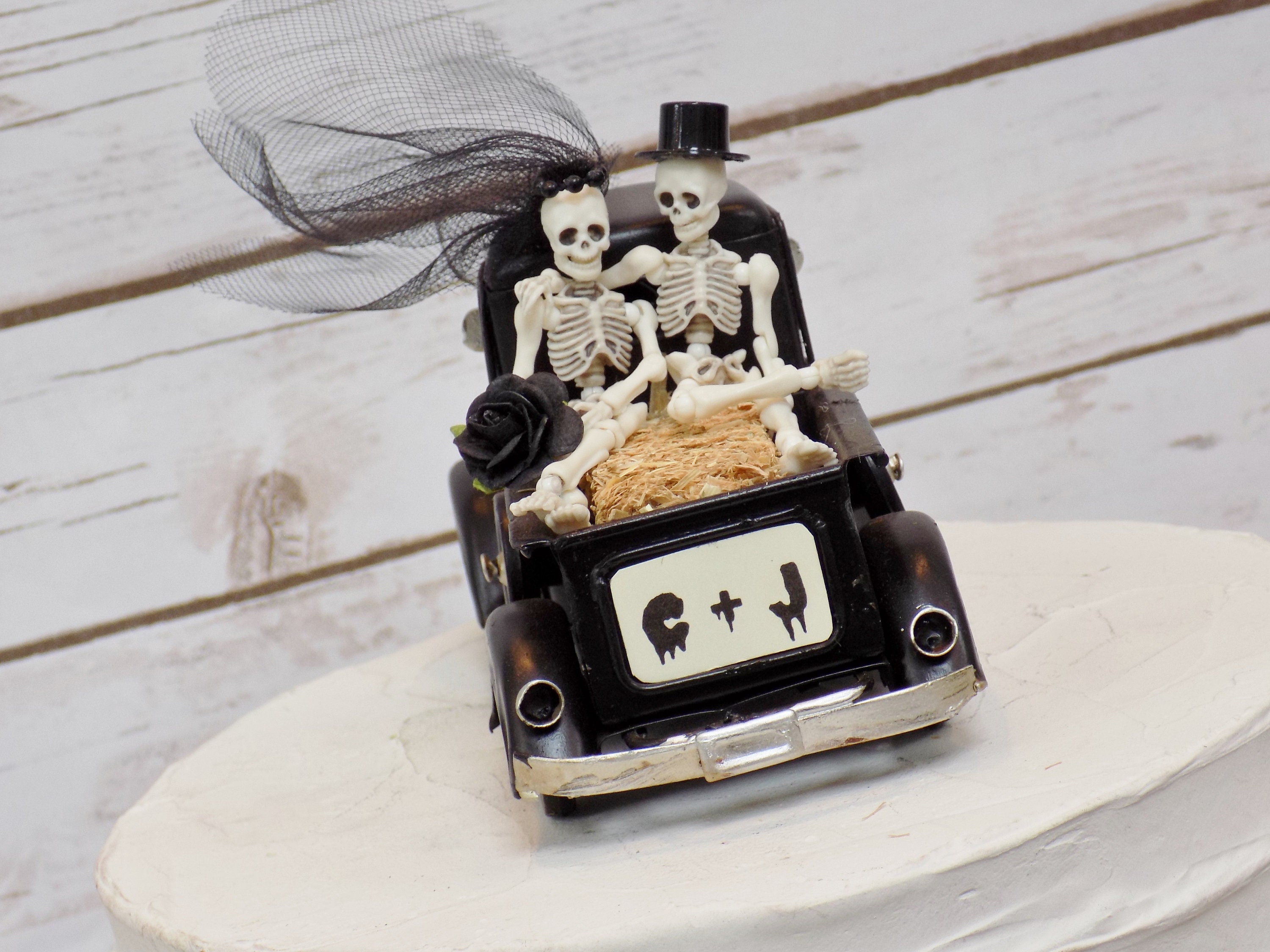 Skeleton Wedding Cake Topper Halloween Wedding Decor Bride Etsy