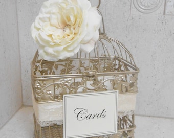Champagne Gold Wedding Birdcage Card Holder | Wedding Card Box | Wedding Decor | Wedding Birdcage