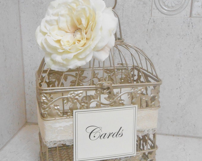 Champagne Gold Wedding Birdcage Card Holder | Wedding Card Box ...