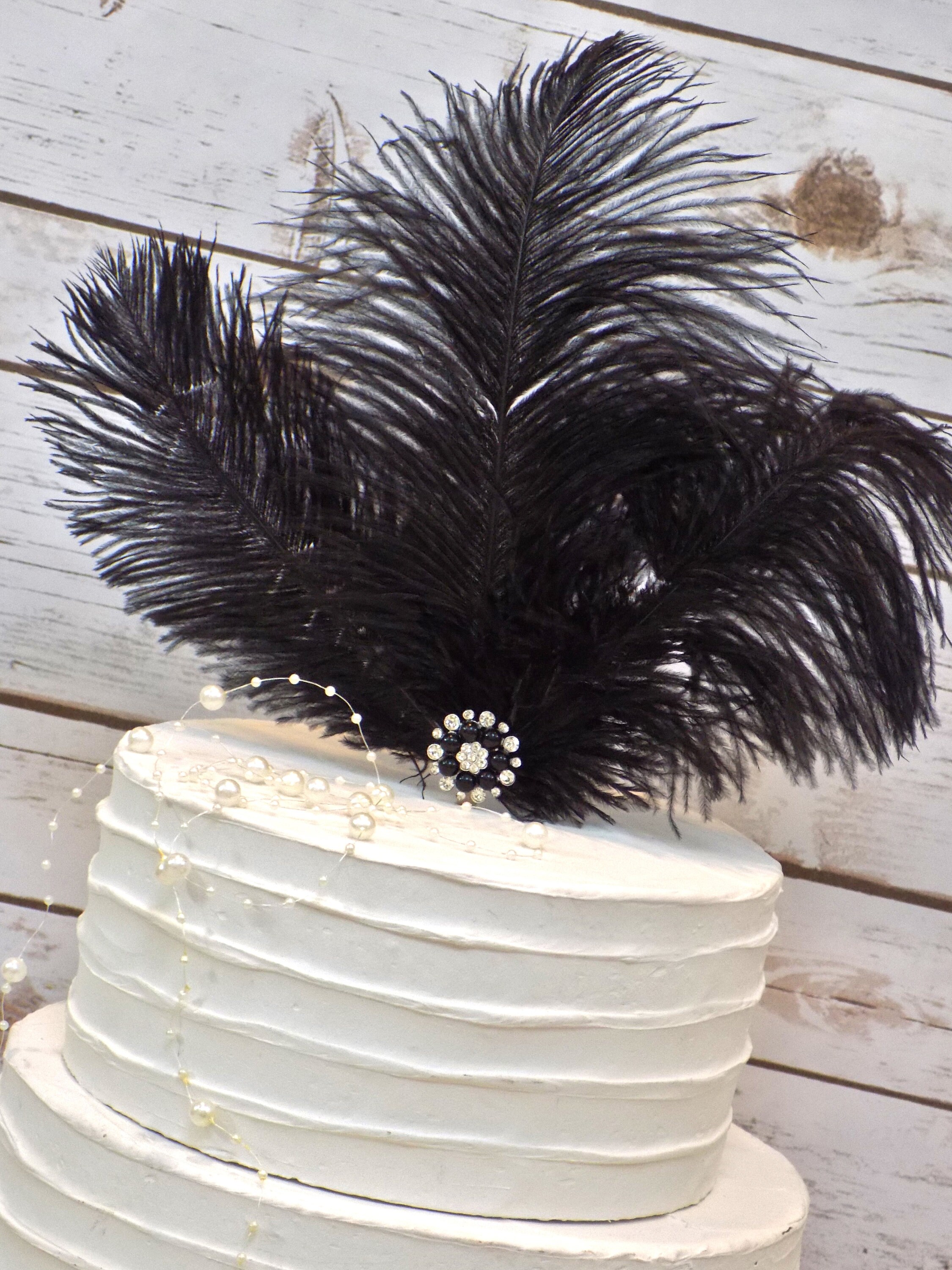 Art Deco Ostrich Feather Cake Topper Gatsby Wedding Feather - Etsy