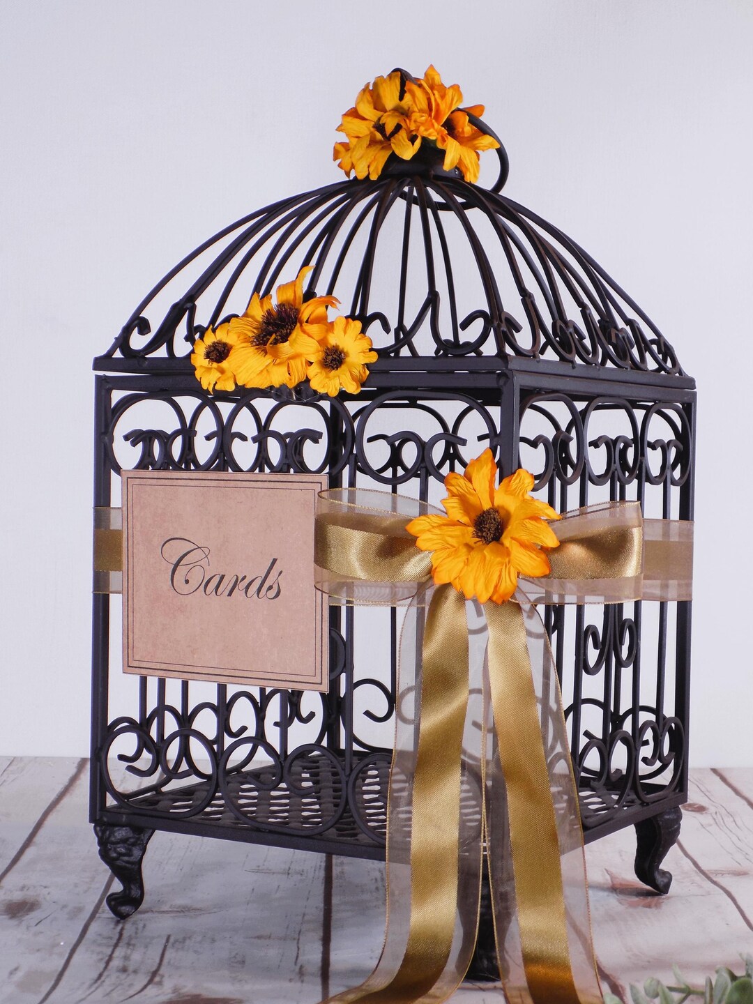 Sunflower Wedding Birdcage Card Holder Box - Etsy
