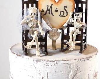 Custom Personalized Skeleton Wedding Cake Topper