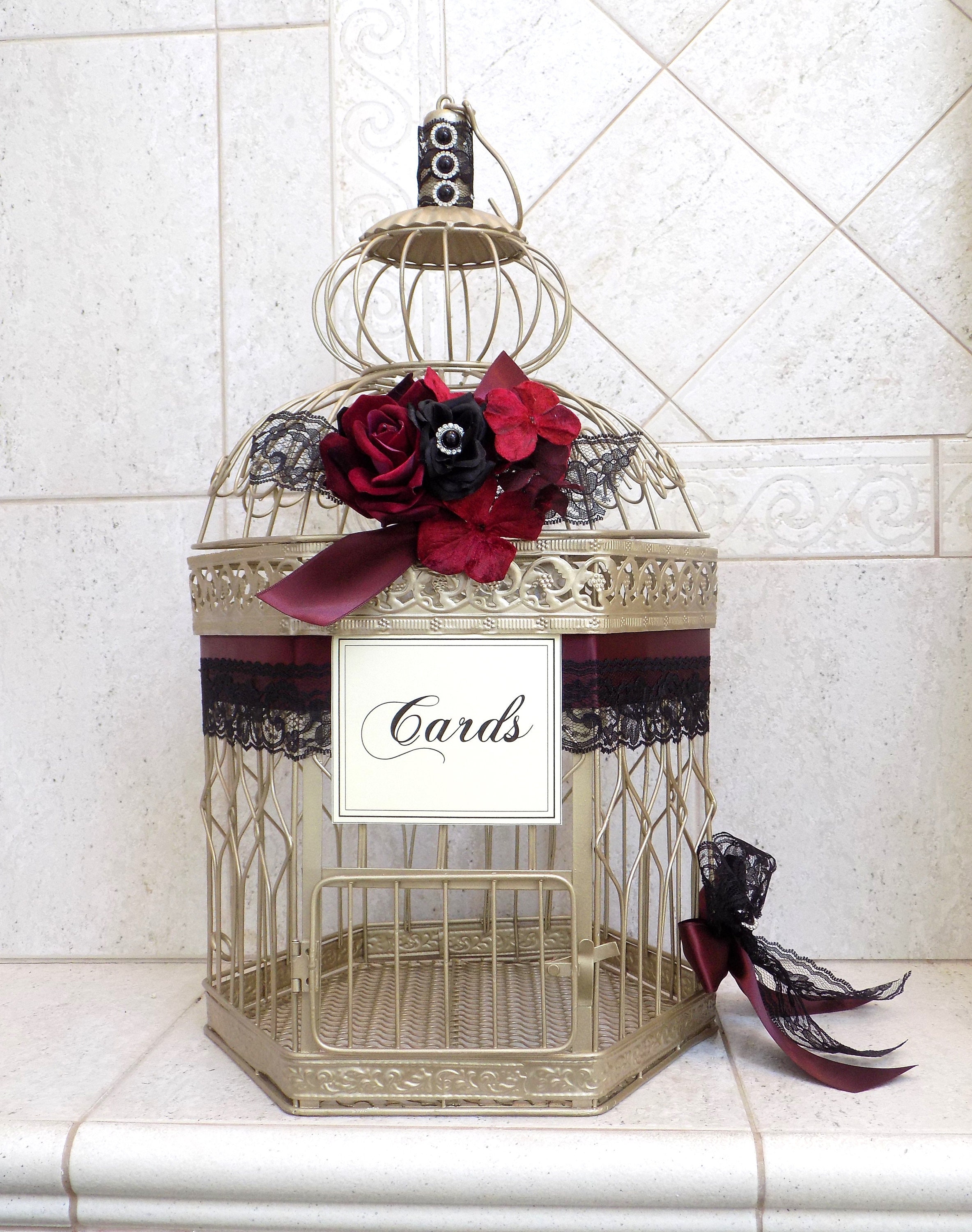 Gothic Birdcage Card Holder | Vintage Style Victorian Goth Wedding