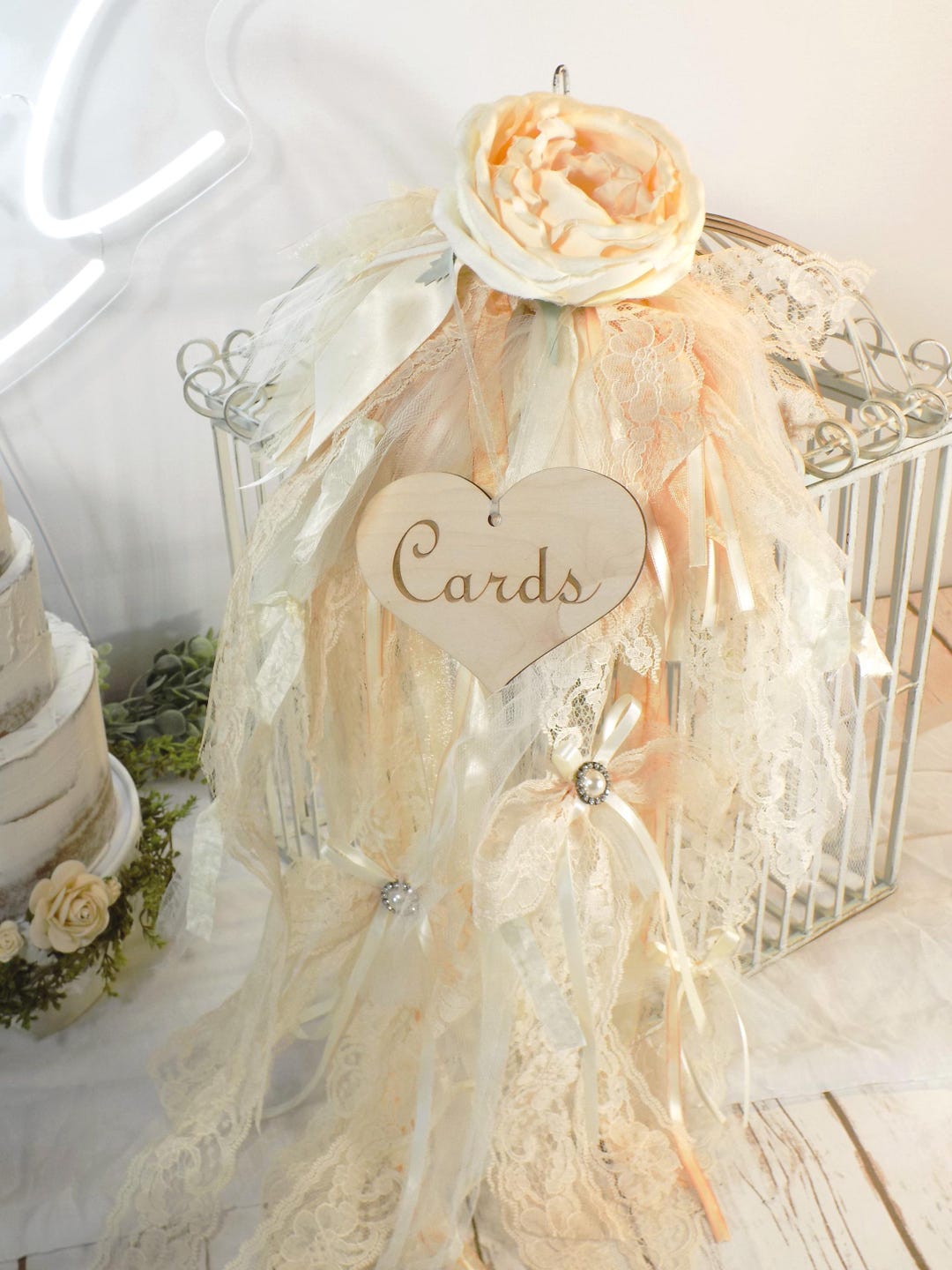 Extra Large Vintage Style Shabby Birdcage Card Holder Box | Wedding ...