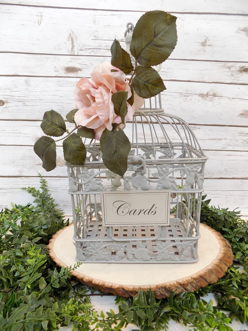 Blush Rose Wedding Birdcage Card Holder | Wedding Card Box | Wedding ...