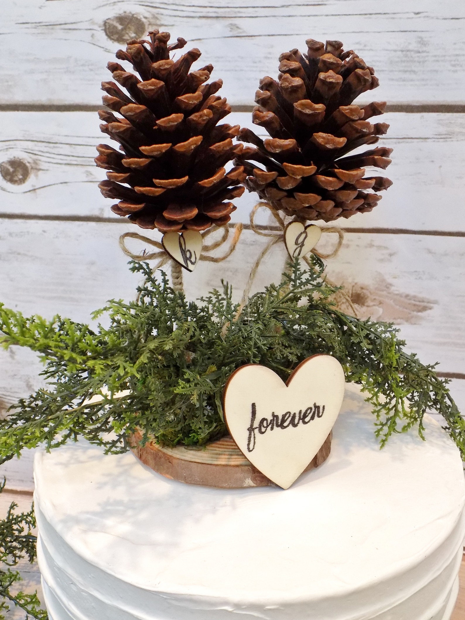 Rustic Woodland Pine Cone Cake Topper Winter Wedding Cake Etsy