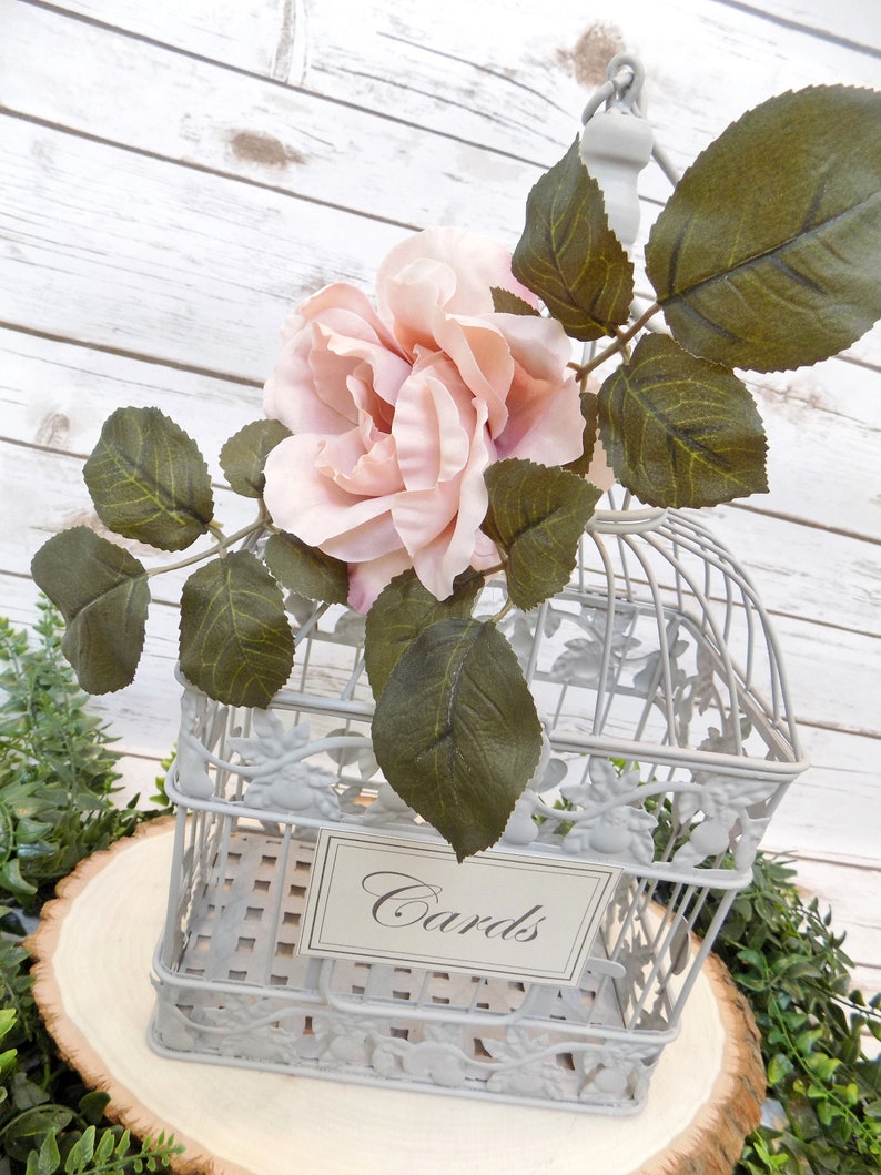 Blush Rose Wedding Birdcage Card Holder | Wedding Card Box | Wedding ...