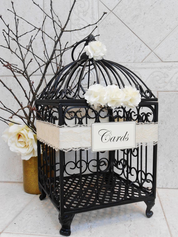 Black And Cream Wedding Birdcage Card Box Wedding Card Etsy