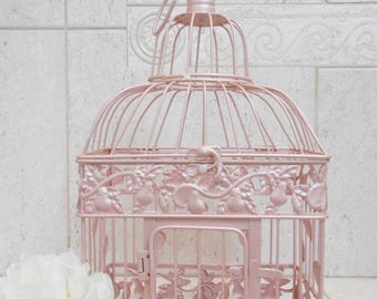 Small Pink Champagne Wedding Birdcage Card Holder | Pink Birdcage | Pink Wedding Decor | DIY Wedding Birdcage