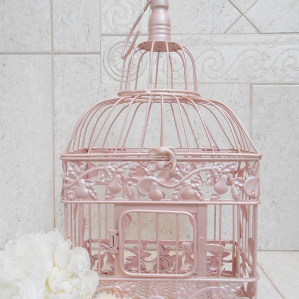 Small Pink Champagne Wedding Birdcage Card Holder | Pink Birdcage | Pink Wedding Decor | DIY Wedding Birdcage