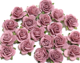 Mauve Paper Flowers | Mauve Roses | Tiny 3/4" Paper Roses | DIY Wedding Craft Supplies | Mauve Hair Flowers | Wine Cork Place Card Roses