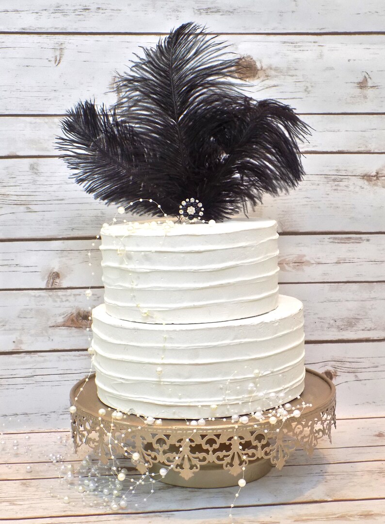 Art Deco Ostrich Feather Cake Topper Gatsby Wedding Feather - Etsy