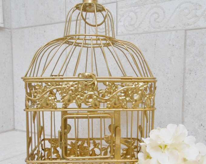 Small Gold Wedding Birdcage Card Holder | Gold Birdcage | Gold Wedding ...