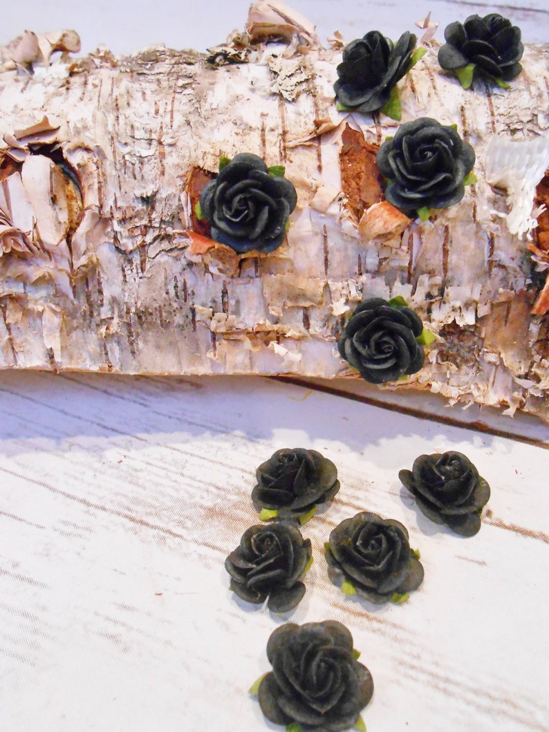 Craft Flowers Black Roses Black Paper Flowers DIY Wedding Paper Roses Halloween 34 Mini Paper Flowers Gothic Victorian
