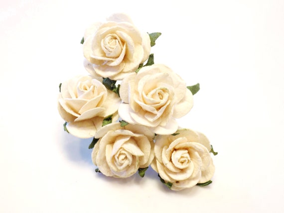 1 Ivory Cream Paper Roses Diy Craft Supplies Wedding Etsy
