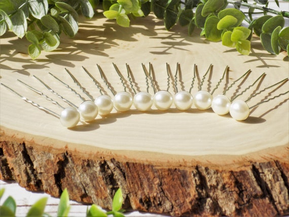 Set of 10 Pearl Wedding Hair Pins | Wedding Day Hair 