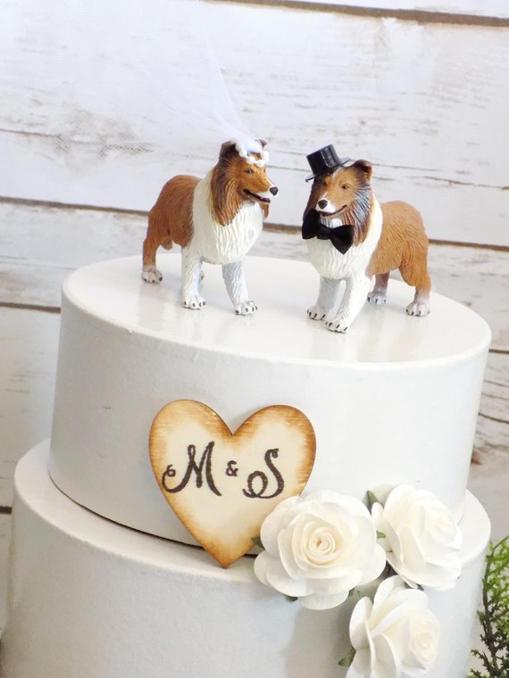 Dog Lovers Collie Wedding Cake Topper Cute Funny Animal Cake Topper Mr  Mrs Cake Decoration Rustic Weddings Country Farm Cake Topper