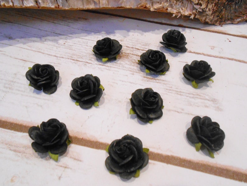 Craft Flowers Black Roses Black Paper Flowers DIY Wedding Paper Roses Halloween 34 Mini Paper Flowers Gothic Victorian