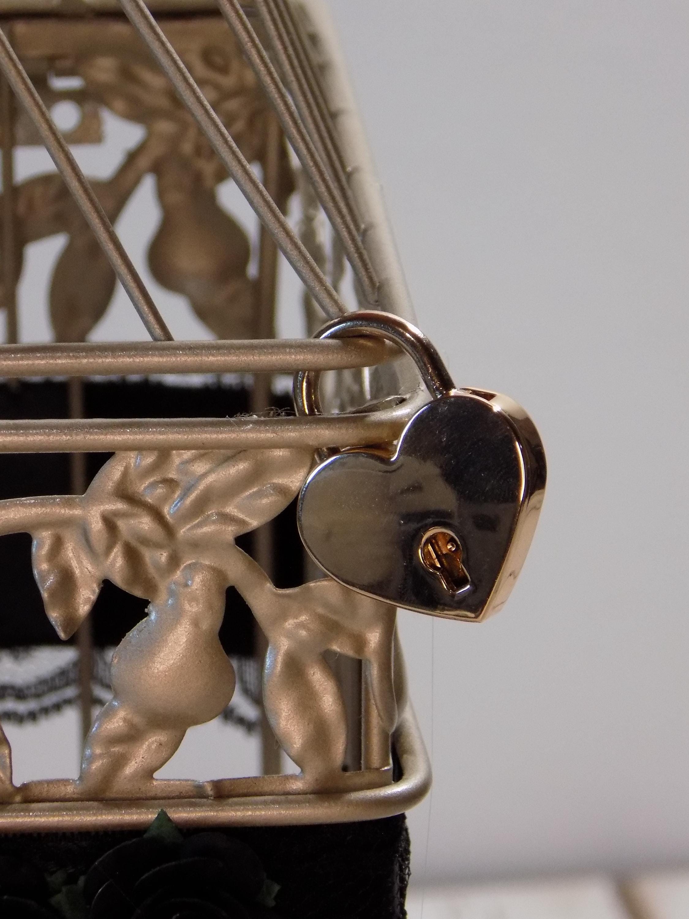 Large Champagne Gold Birdcage Card Holder With Lock and Key | Black and ...