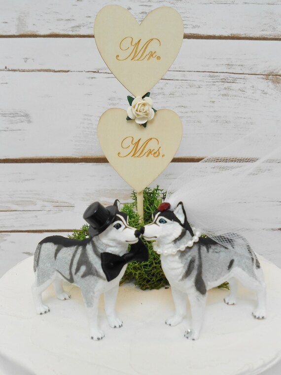 husky wedding cake topper