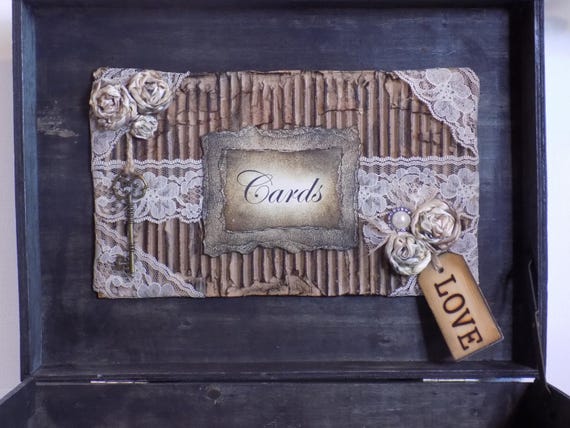 Personalized Rustic Vintage-style Wedding Card Holder Box Trunk