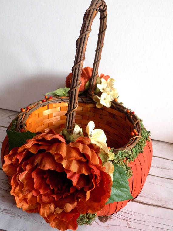 Halloween Pumpkin Woven Basket With Lid – Fall Storage Bin, Rustic Home Decor & Organizer