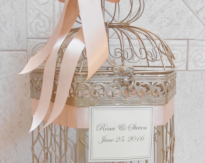 Champagne Gold Wedding Birdcage Card Holder | Wedding Card Box ...