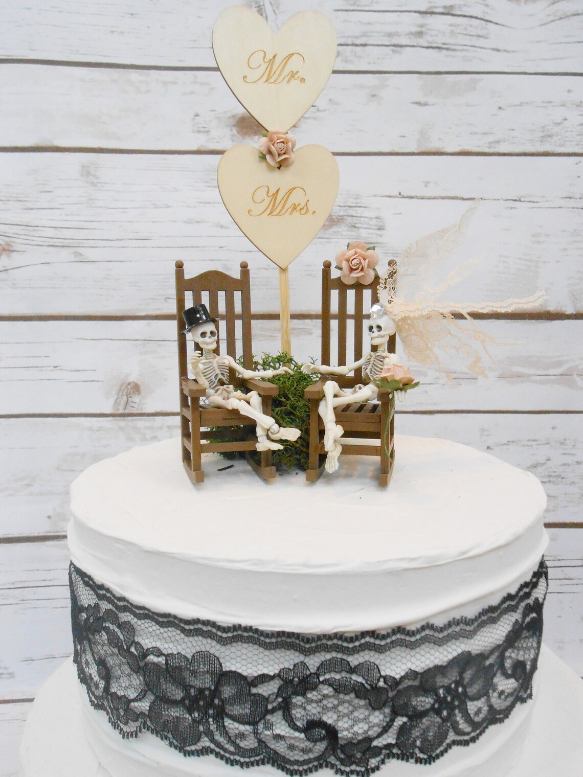 Halloween Wedding Cake Topper Bride & Groom Skeletons Etsy