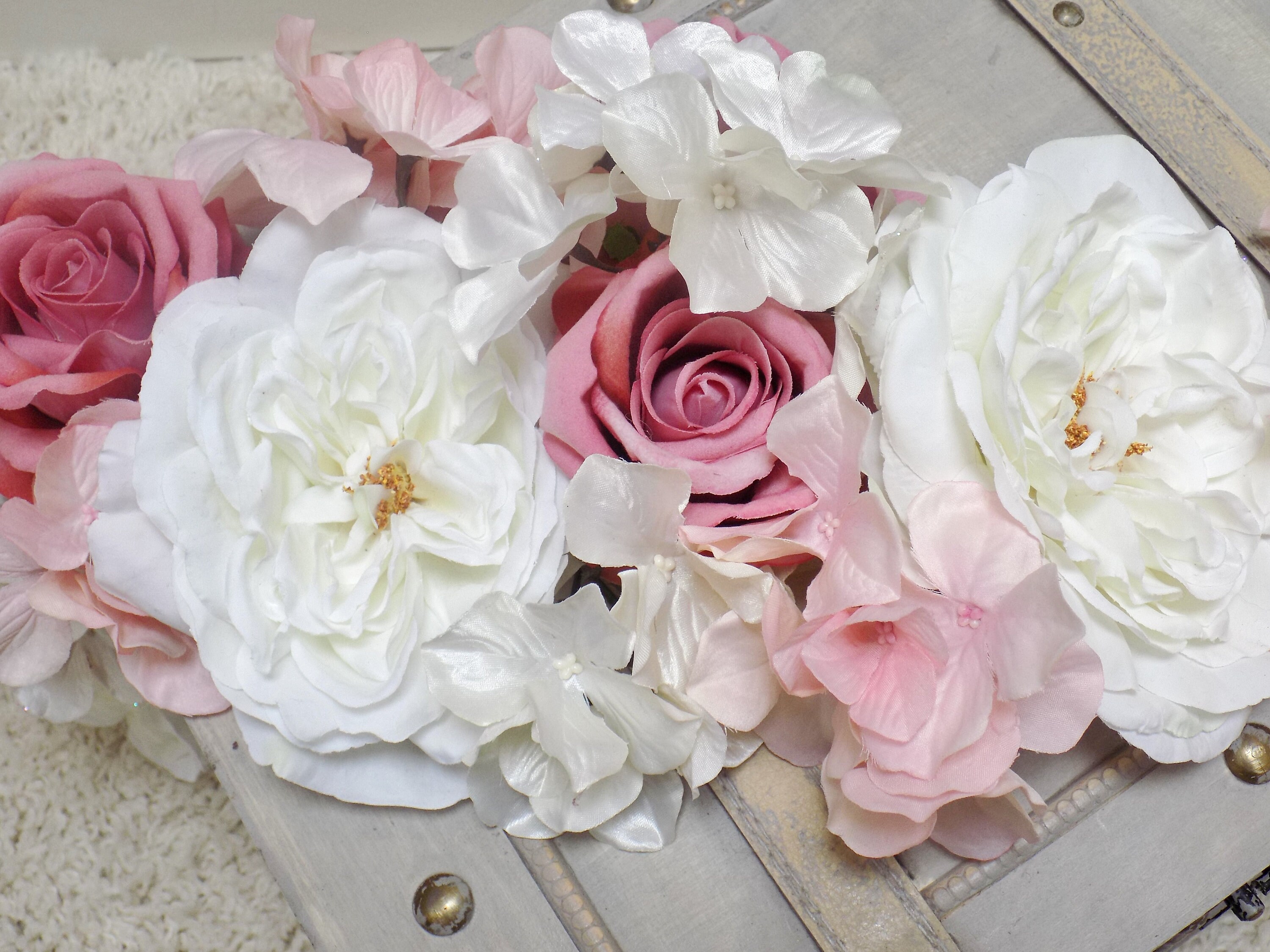 Pink & White Floral Wedding Card Box Trunk | Card Holder Box | Floral ...