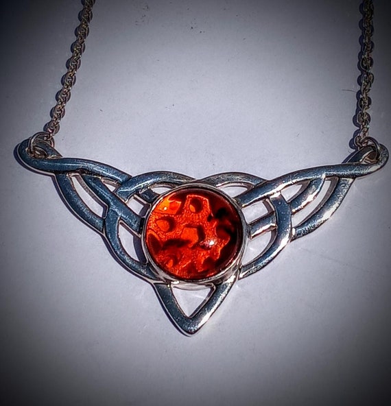 Pentacle Necklace, CELTIC,, AMBER, AAA, Very Rich… - image 4