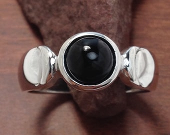 Pentacle, ok, Triple Goddess, Ring, 7 MM, Black Tourmaline, with, Hidden Pentacle, under stone, RC106bl.tourm,What Is Your Size?