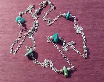 NECKLACE, TURQUOISE, Sterling Silver, Beads Model#1.